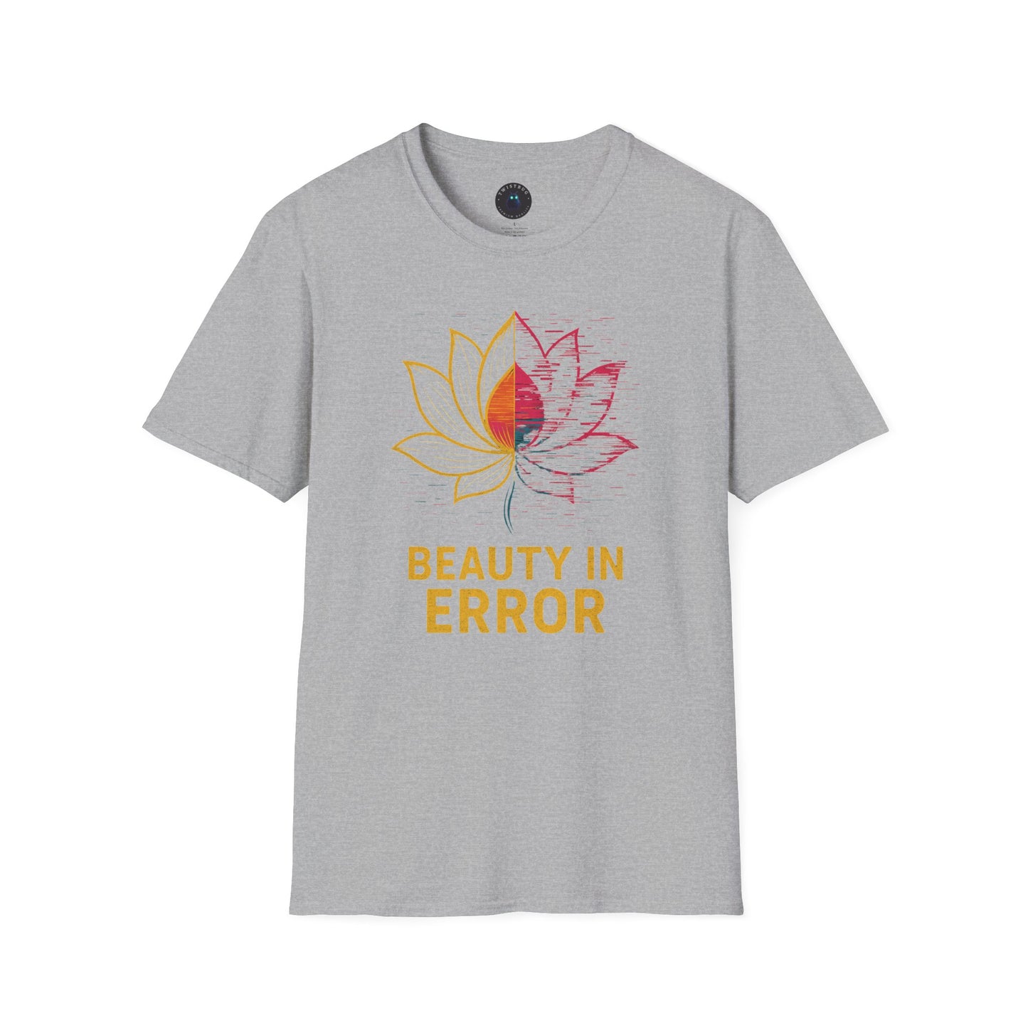 Beauty in Error T-Shirt – Glitch Lotus Mindfulness Tee