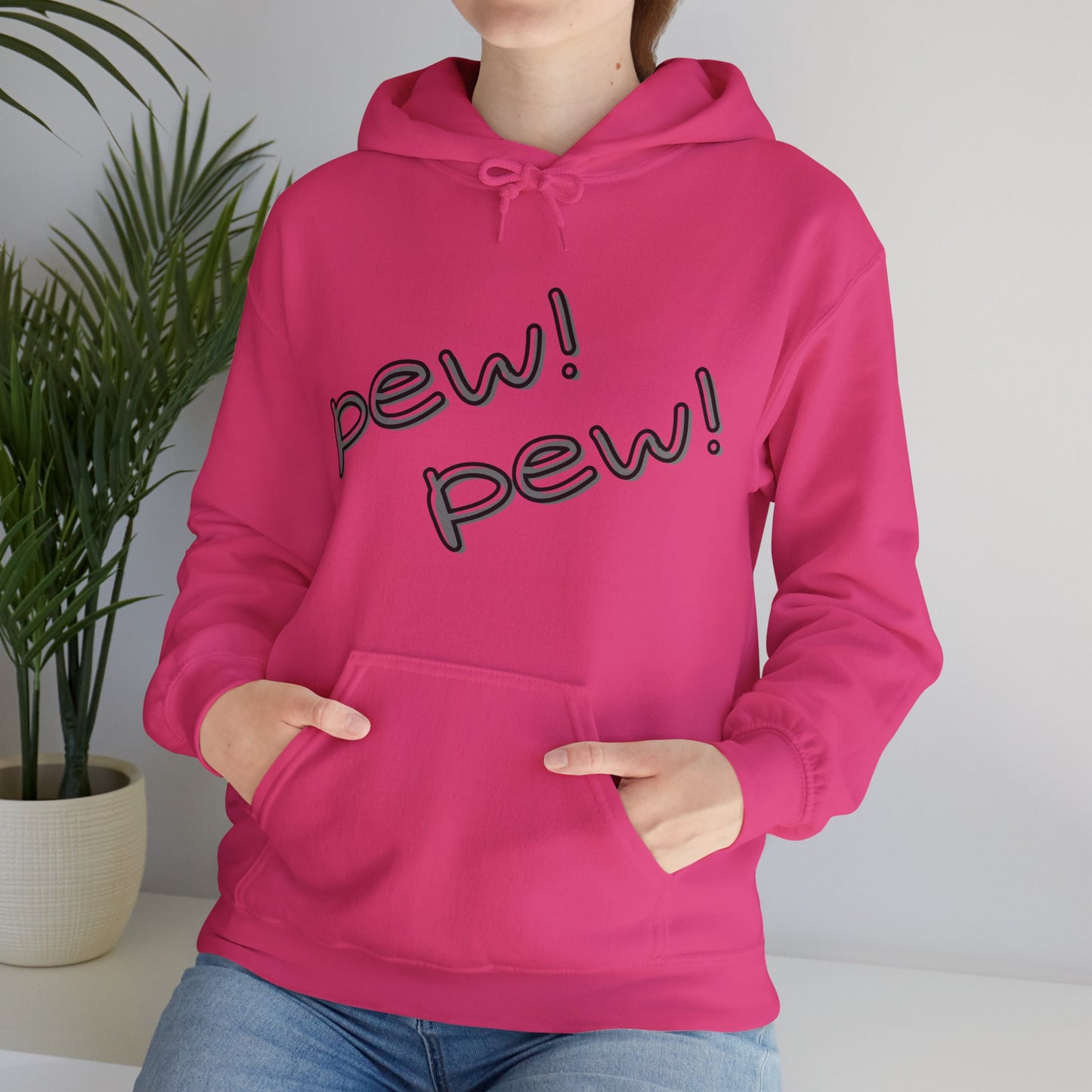 Unisex Hooded Sweatshirt - Funny Cat 'PEW PEW!' & 'FREEZE!' Design