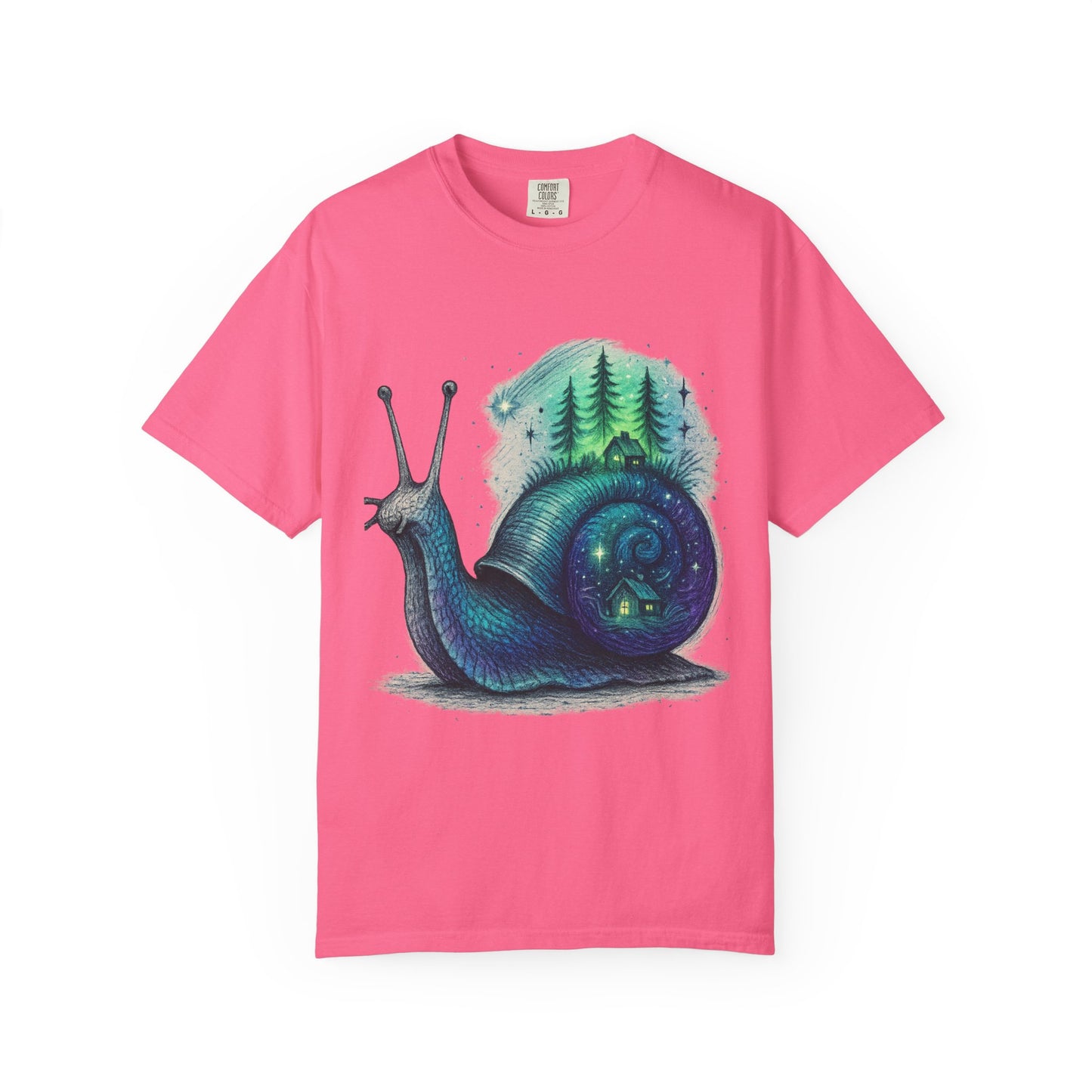 Cosmic Snail Retreat T-Shirt – Surreal Cottagecore Galaxy Tee | Twistbug