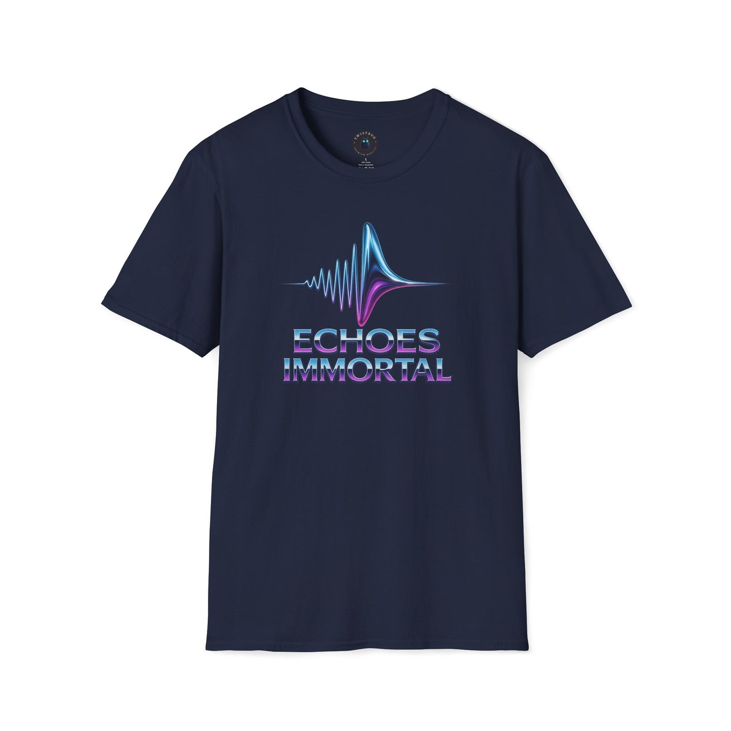 Echoes Immortal T-Shirt – Retrofuturistic Neon Waveform Tee