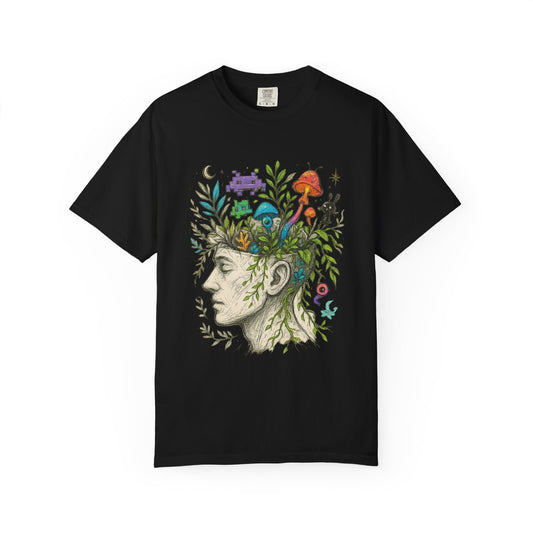 Mind Garden T-Shirt – Surreal Botanical Art Meets Retro Pixel Dreams|Twistbug