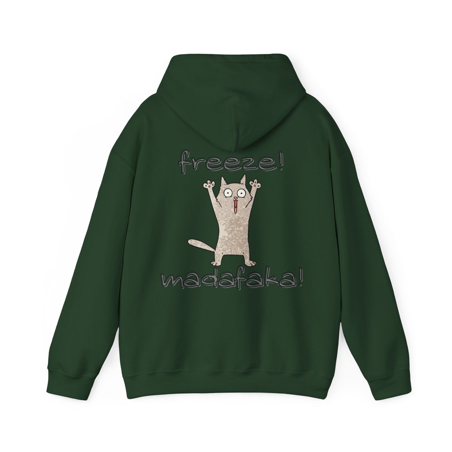 Unisex Hooded Sweatshirt - Funny Cat 'PEW PEW!' & 'FREEZE!' Design