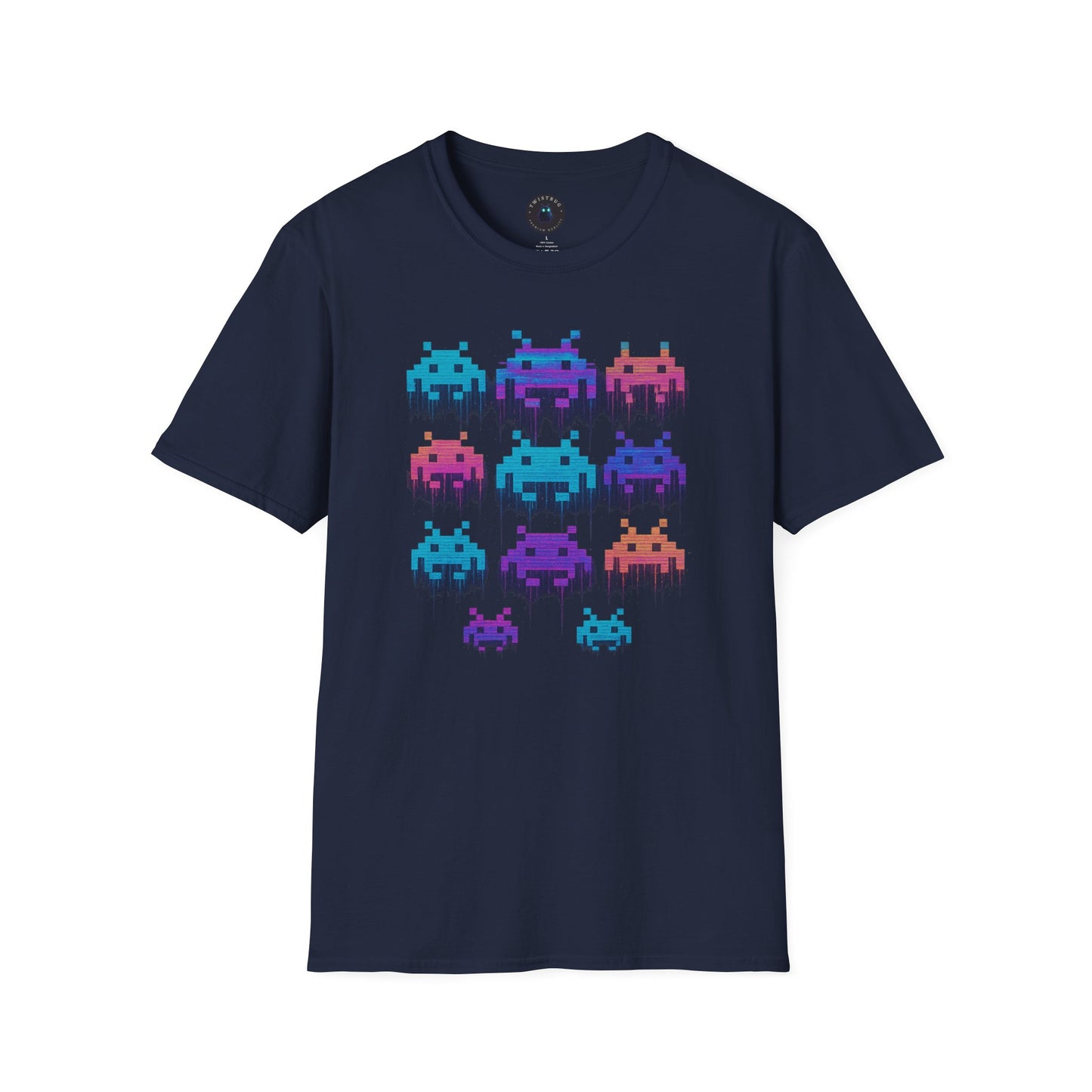 Pixel Invaders Glitch T-Shirt – Retro Arcade Space Aliens Tee