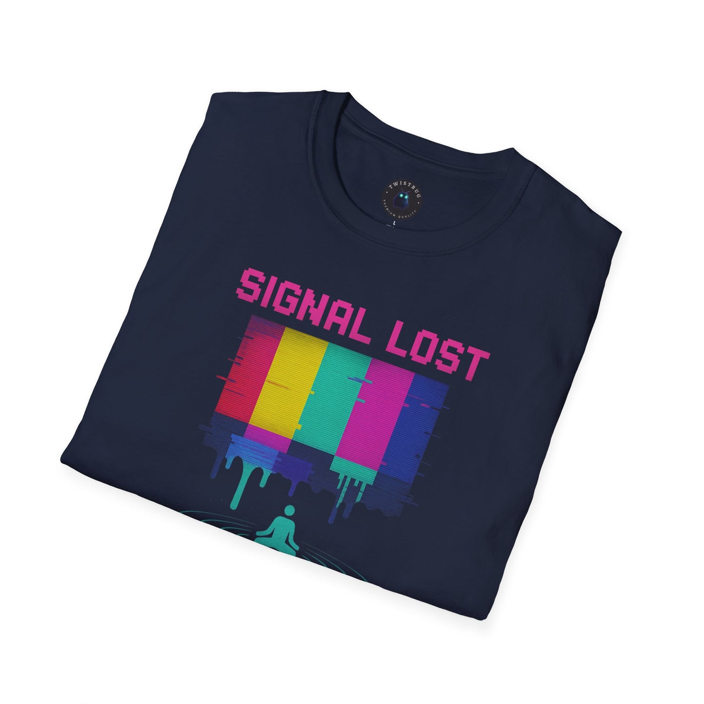 Signal Lost Find Yourself – Retro Glitch Meditation T-Shirt