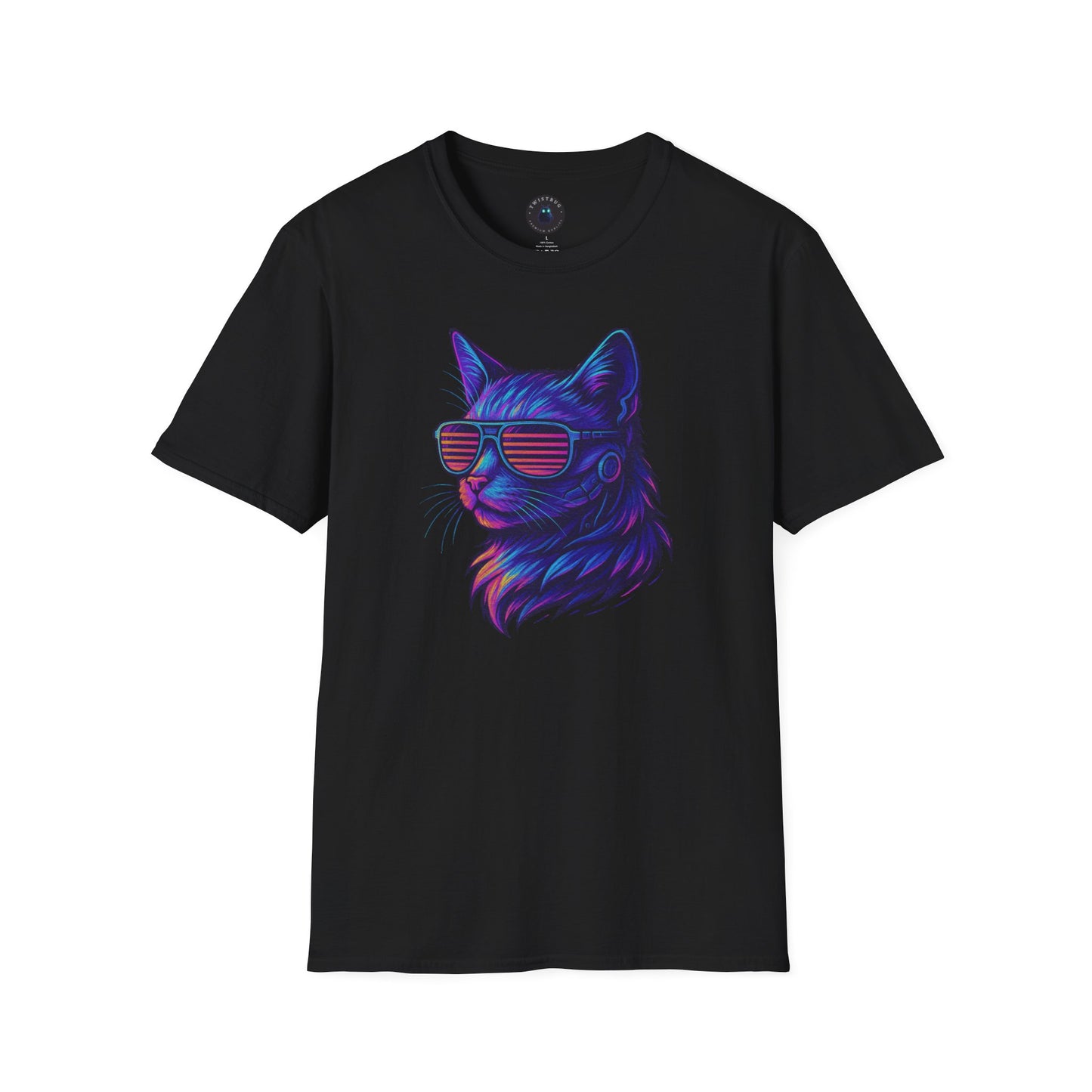 Cyber Cat T-Shirt | Neon Vaporwave Retro Style