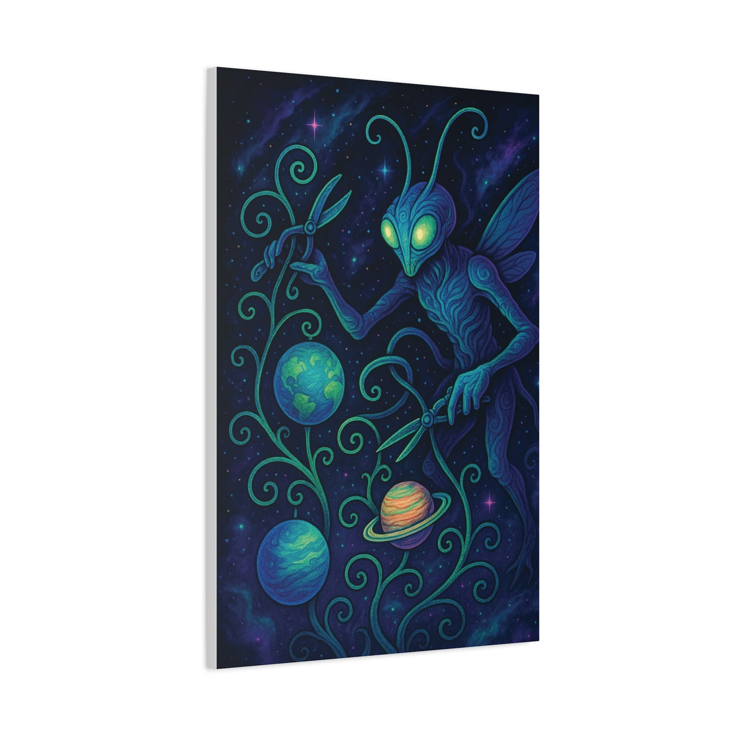Mystical Space Moth Canvas Wall Art - Vibrant Alien-Inspired Décor