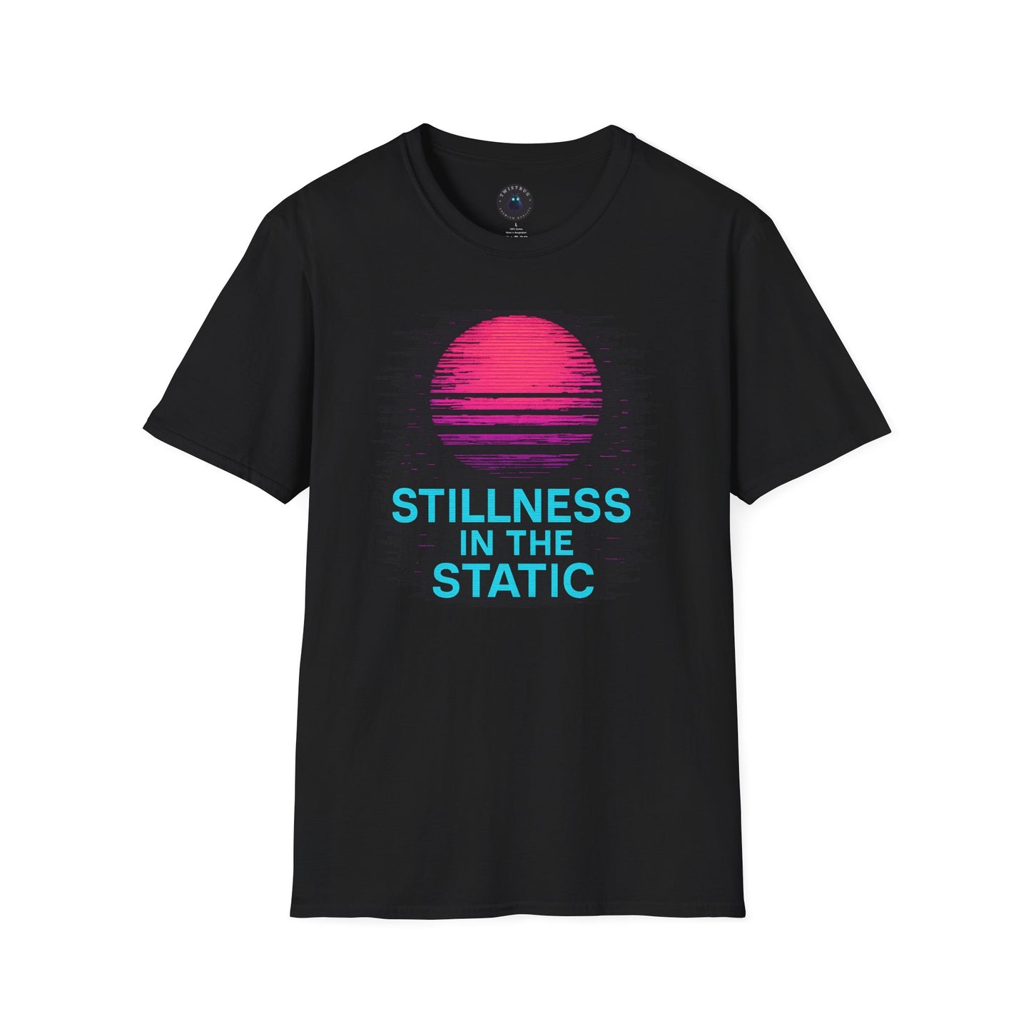 Stillness in the Static T-Shirt – Neon Glitch Sun Tee