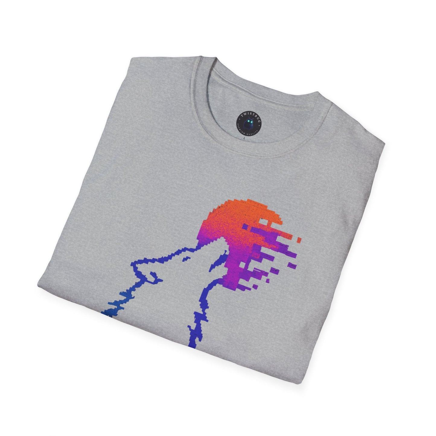 Pixel Howl T-Shirt – Glitch Sunset Wolf 8-Bit Tee