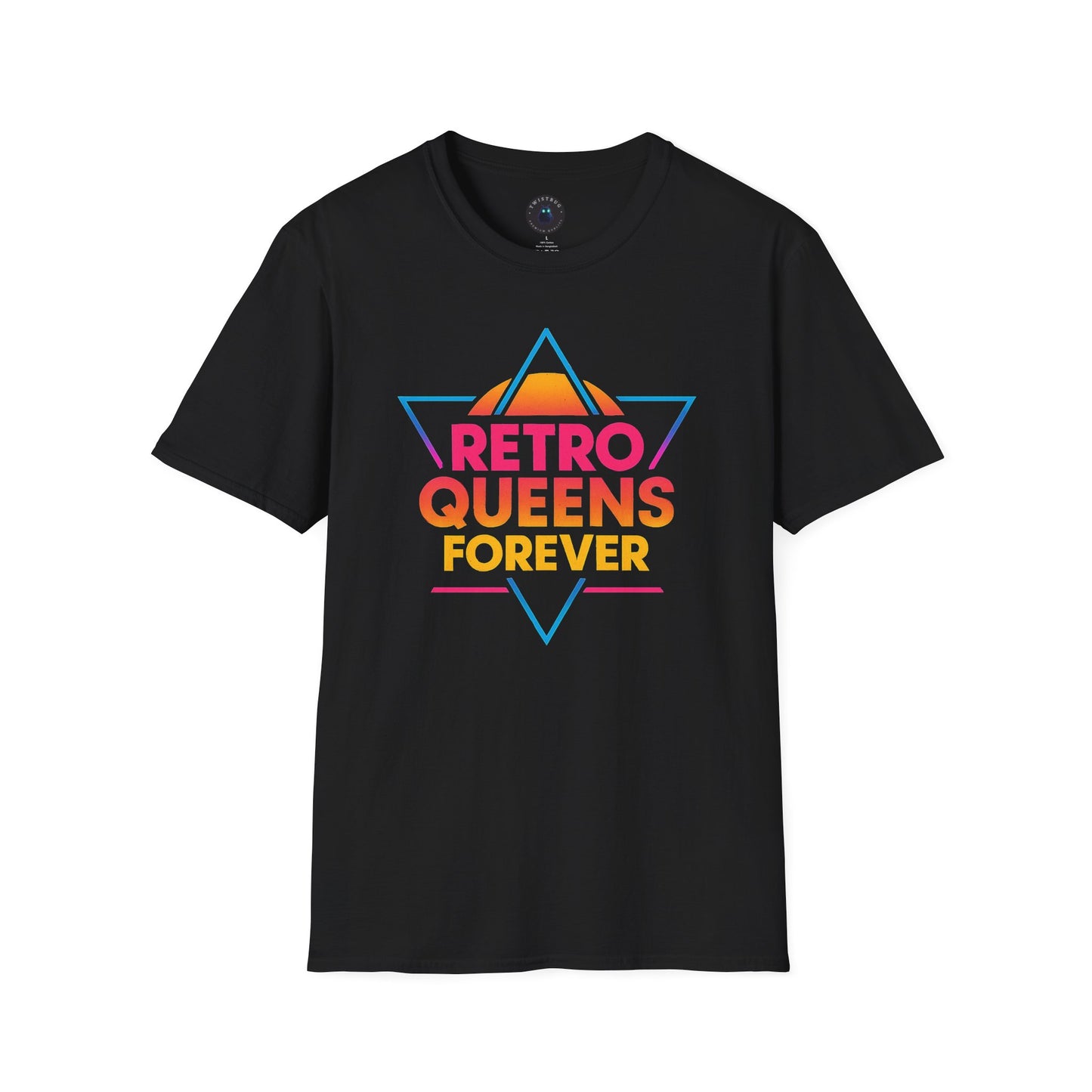 Retro Queens Forever T-Shirt – 80s Neon Triangle Badge Tee