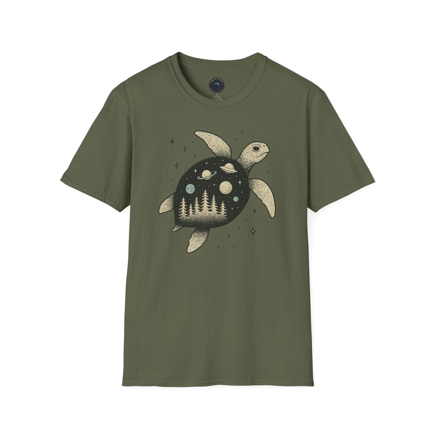 Cosmic Turtle T-Shirt – Forest & Planets Inside Shell Tee
