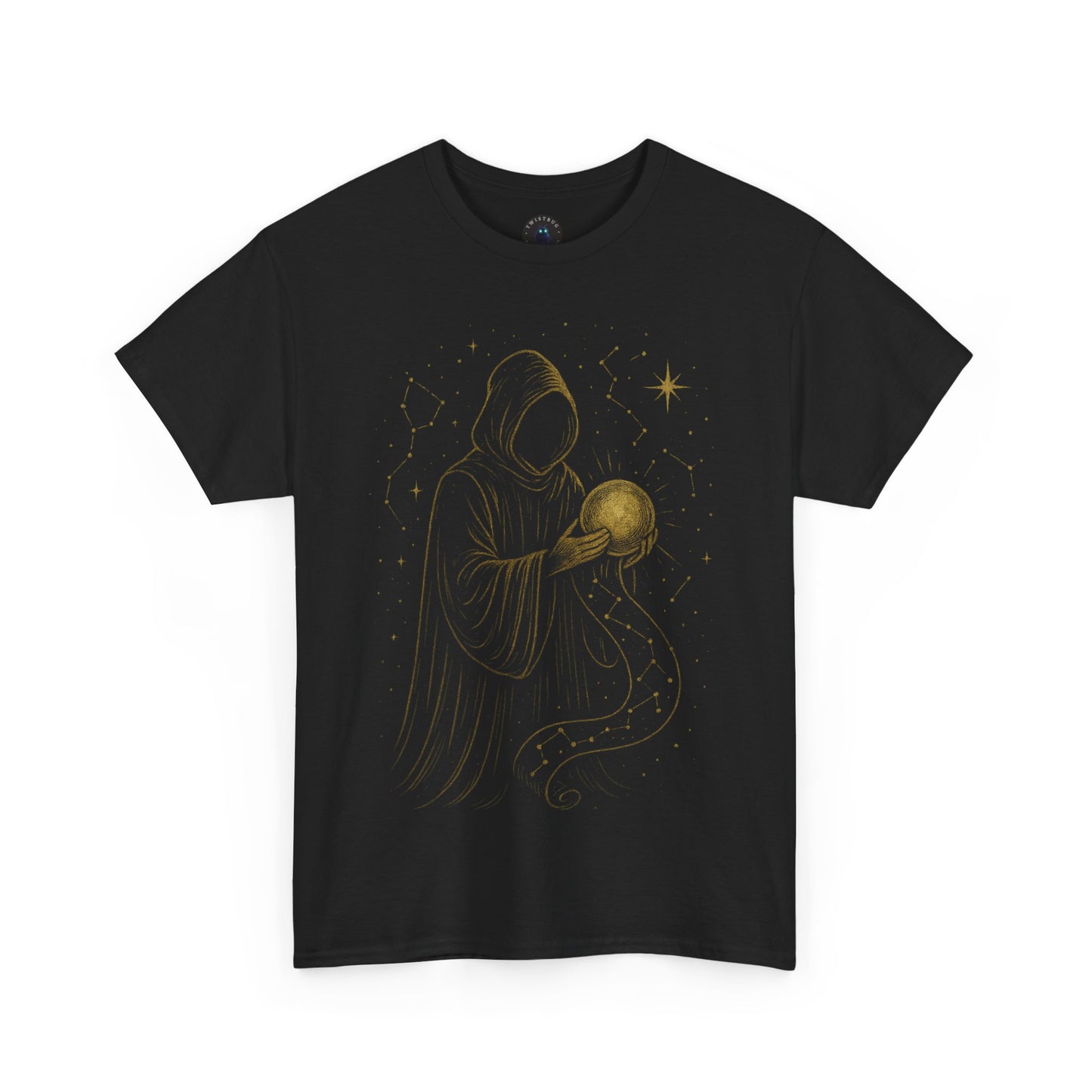 Constellation Keeper T-Shirt – Gold Ink Celestial Mystic Design
