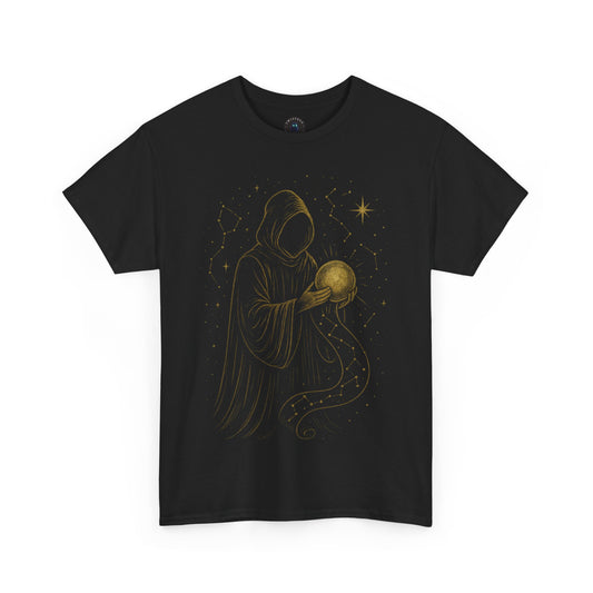 Constellation Keeper T-Shirt – Gold Ink Celestial Mystic Design