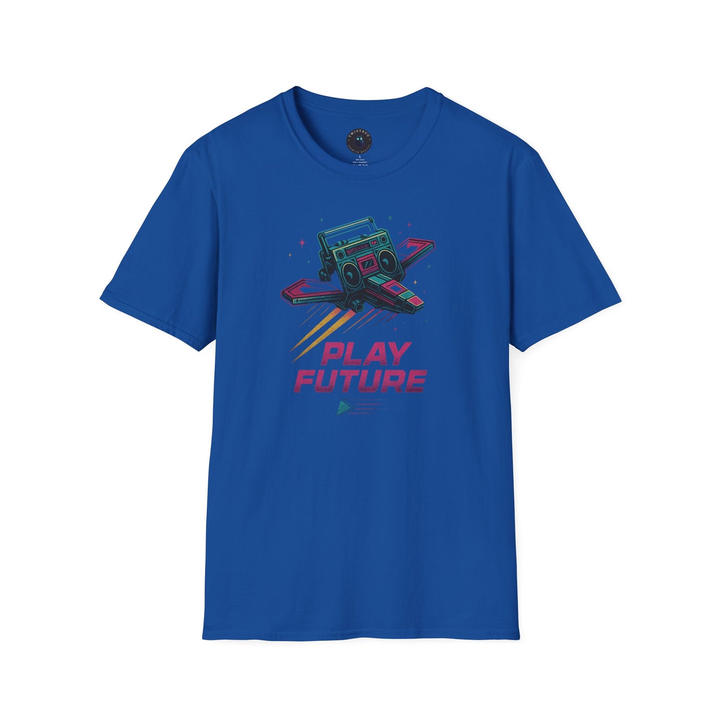 Retro Boombox Spaceship Tee – Play Future Vaporwave Shirt