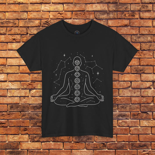 Cosmic Chakra Flow T-Shirt – Spiritual Meditation Graphic Tee | Twistbug