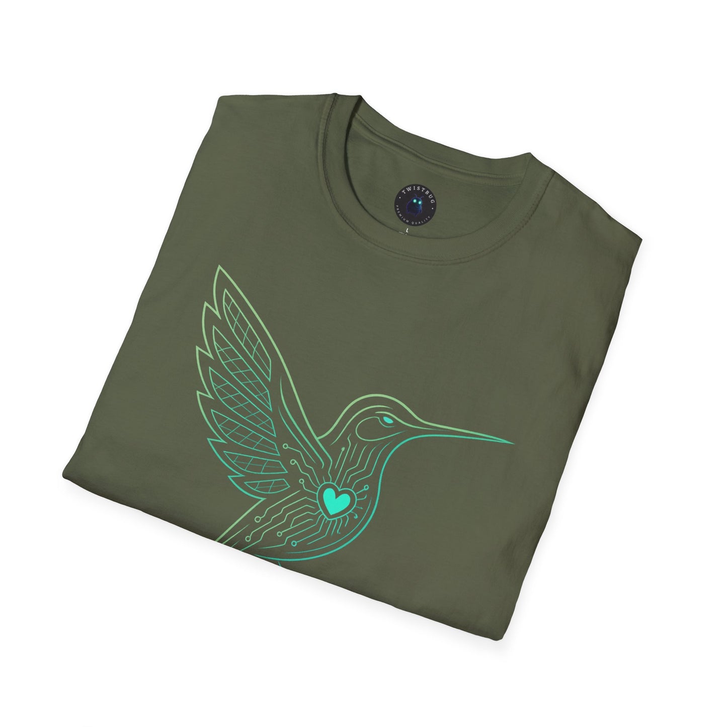 Cyber Hummingbird Tee — Circuit Heart Nature Tech Graphic