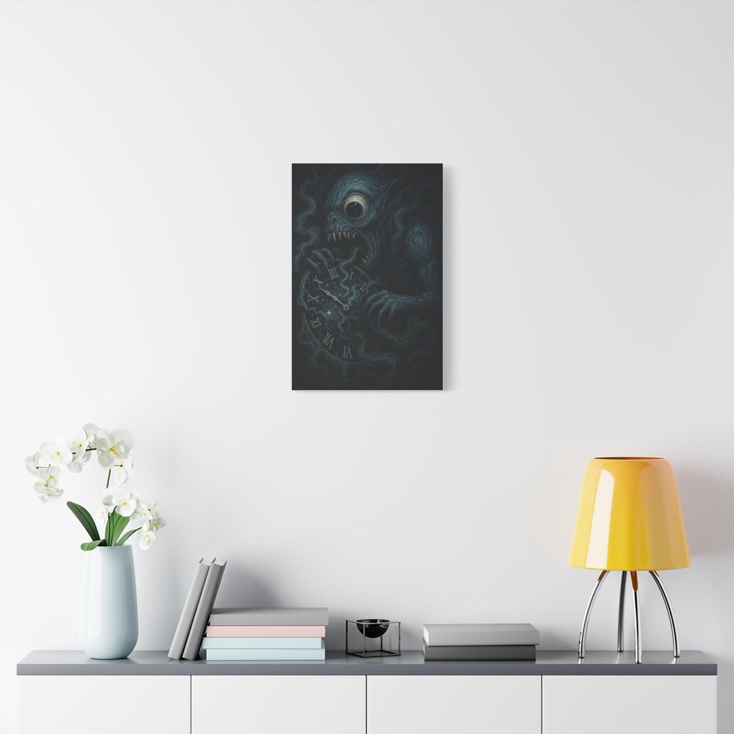 Monstrous Clock Canvas Art - Unique Home Decor for Horror Lovers