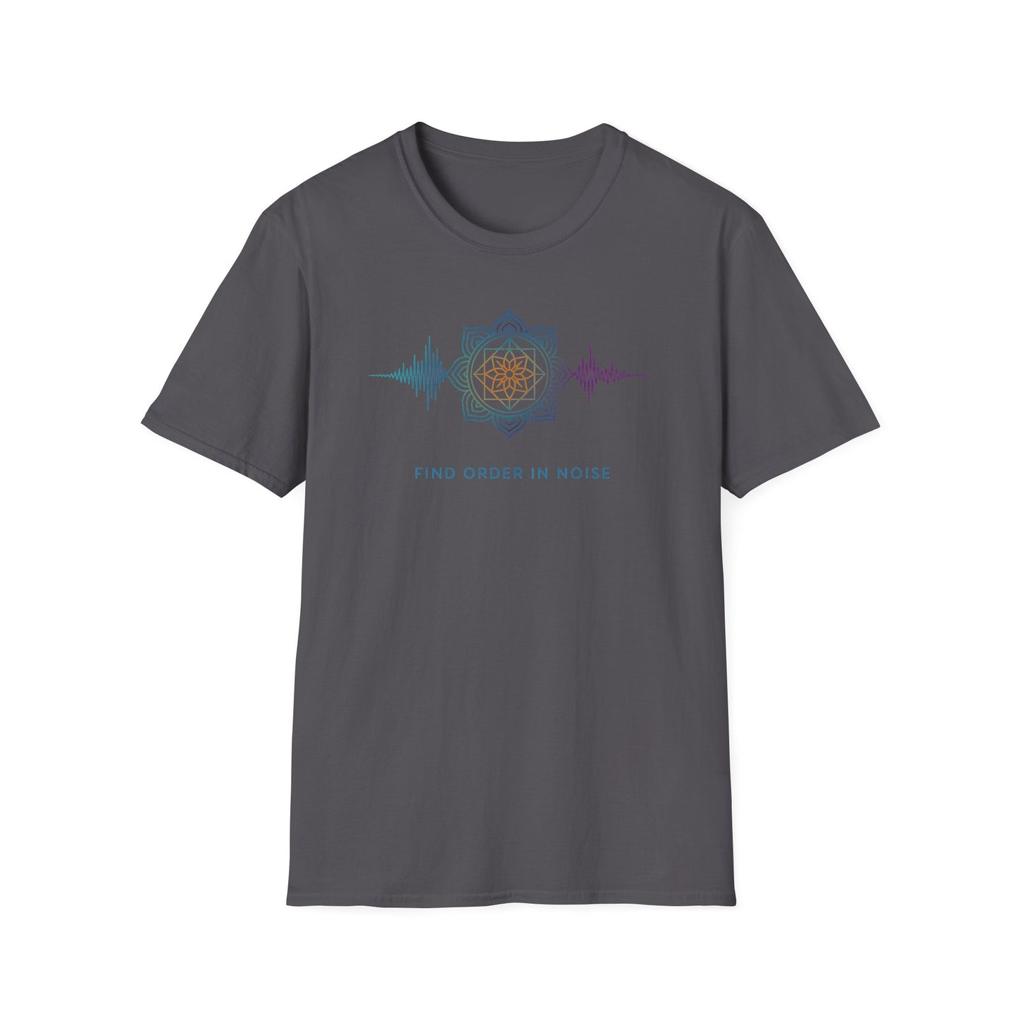 Find Order in Noise Tee — Sacred Geometry Soundwave Graphic
