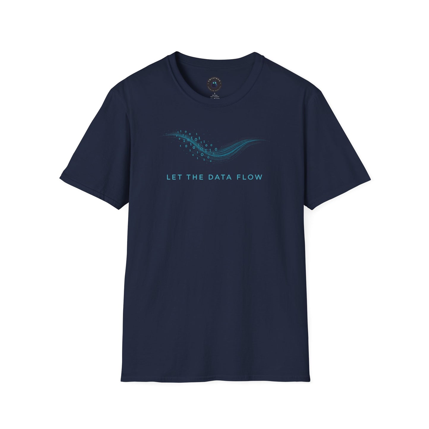Let The Data Flow – Minimal Binary Wave Tech T-Shirt