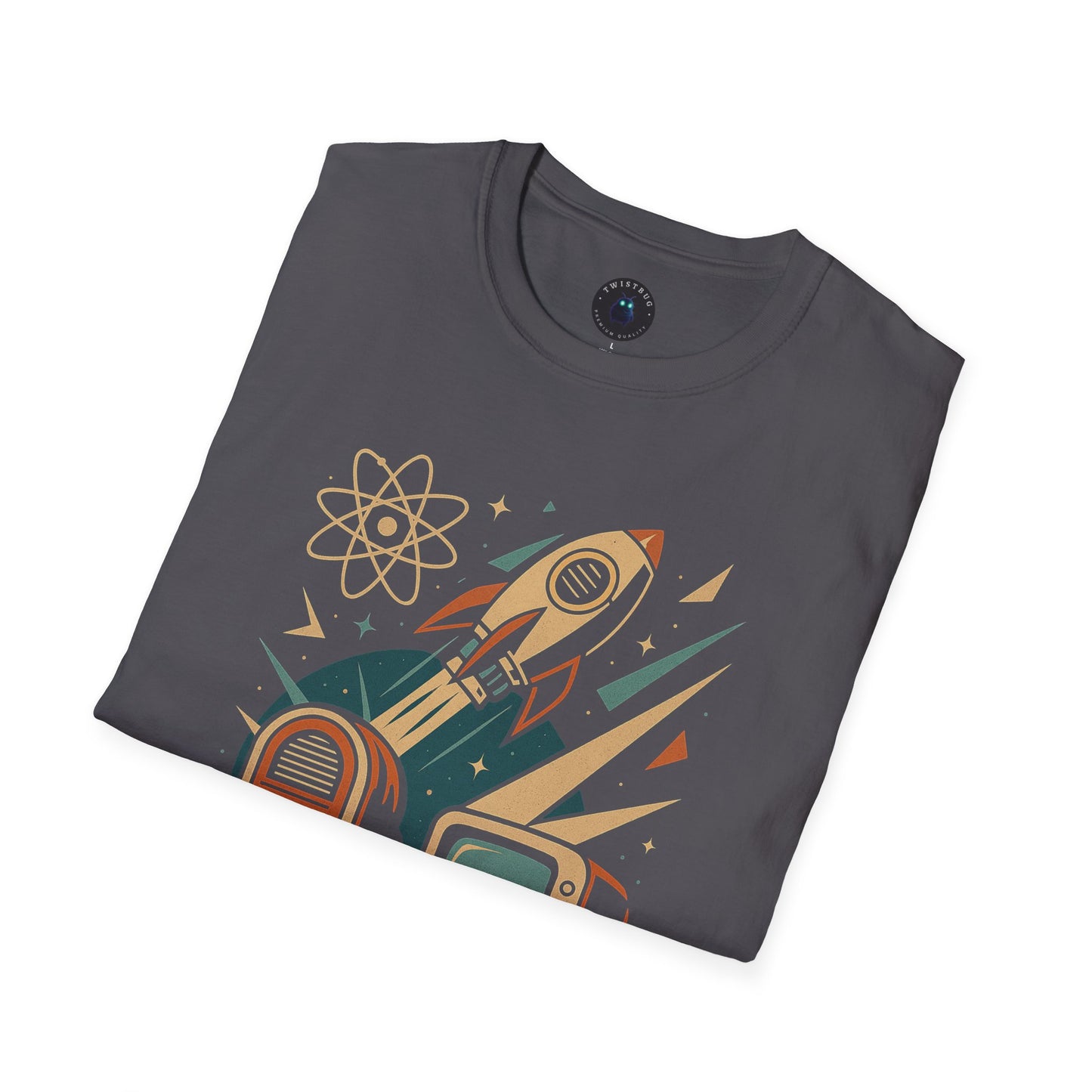 Retro Rocket Radio & TV Tee | Mid-Century Tech Graphic