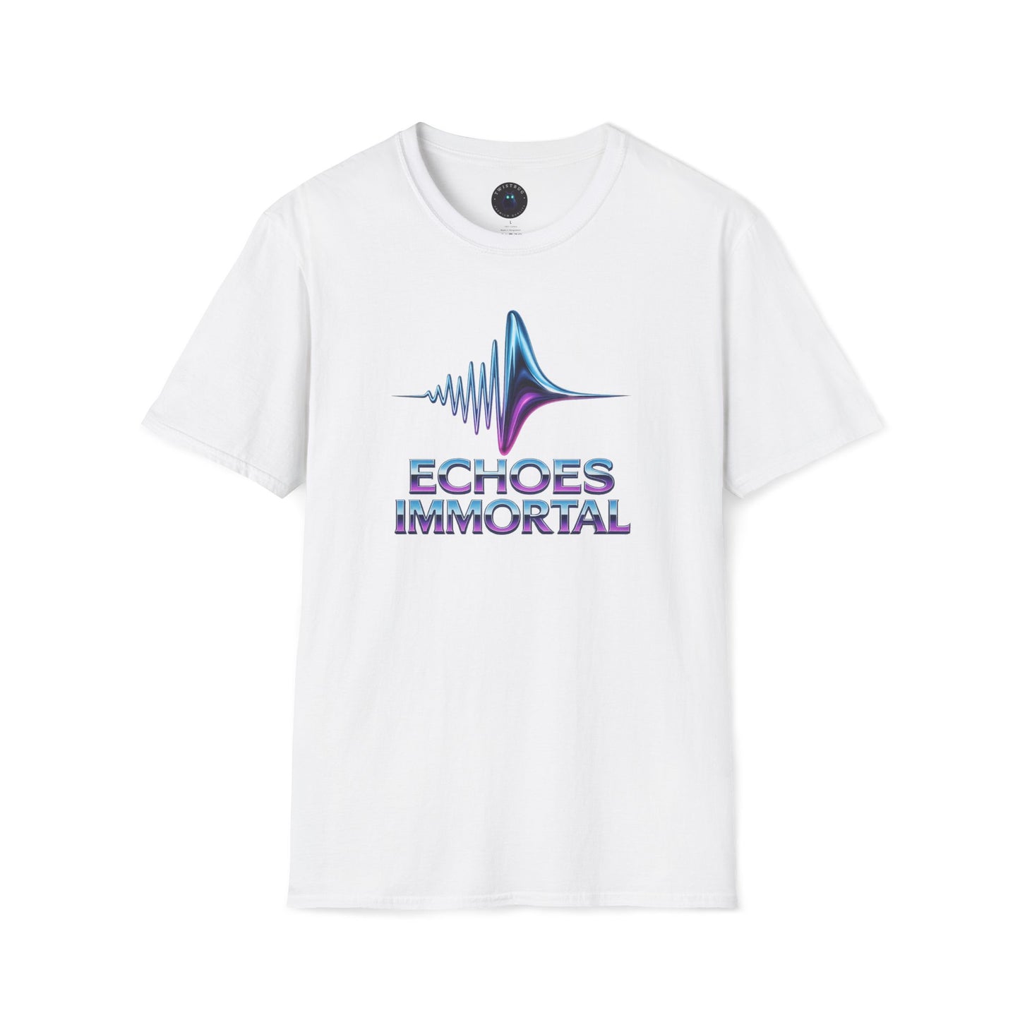 Echoes Immortal T-Shirt – Retrofuturistic Neon Waveform Tee
