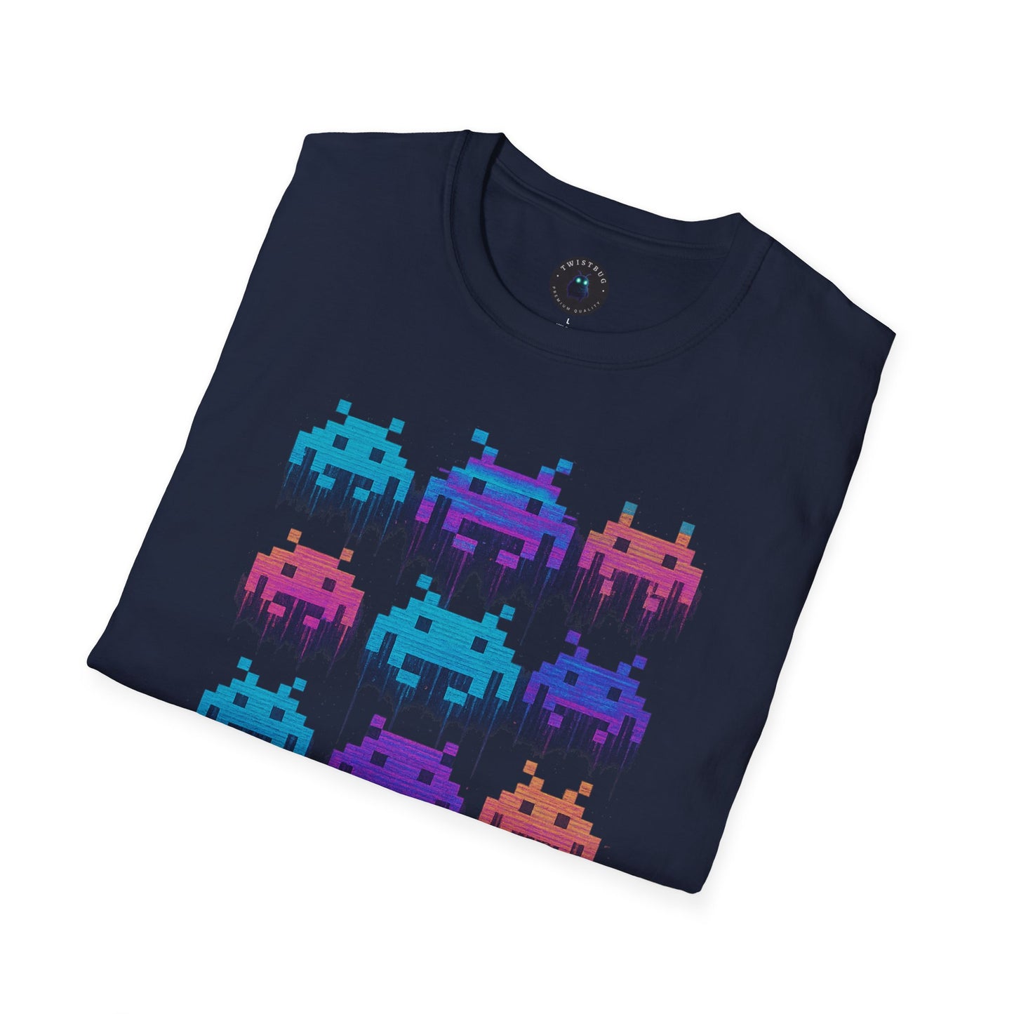 Pixel Invaders Glitch T-Shirt – Retro Arcade Space Aliens Tee