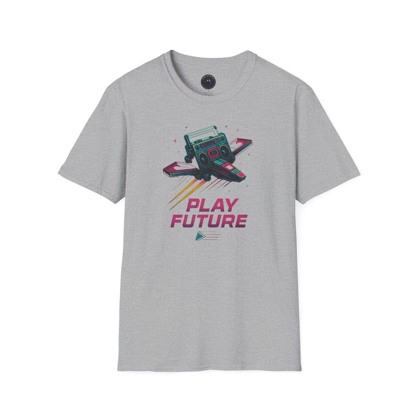 Retro Boombox Spaceship Tee – Play Future Vaporwave Shirt