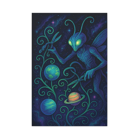 Mystical Space Moth Canvas Wall Art - Vibrant Alien-Inspired Décor