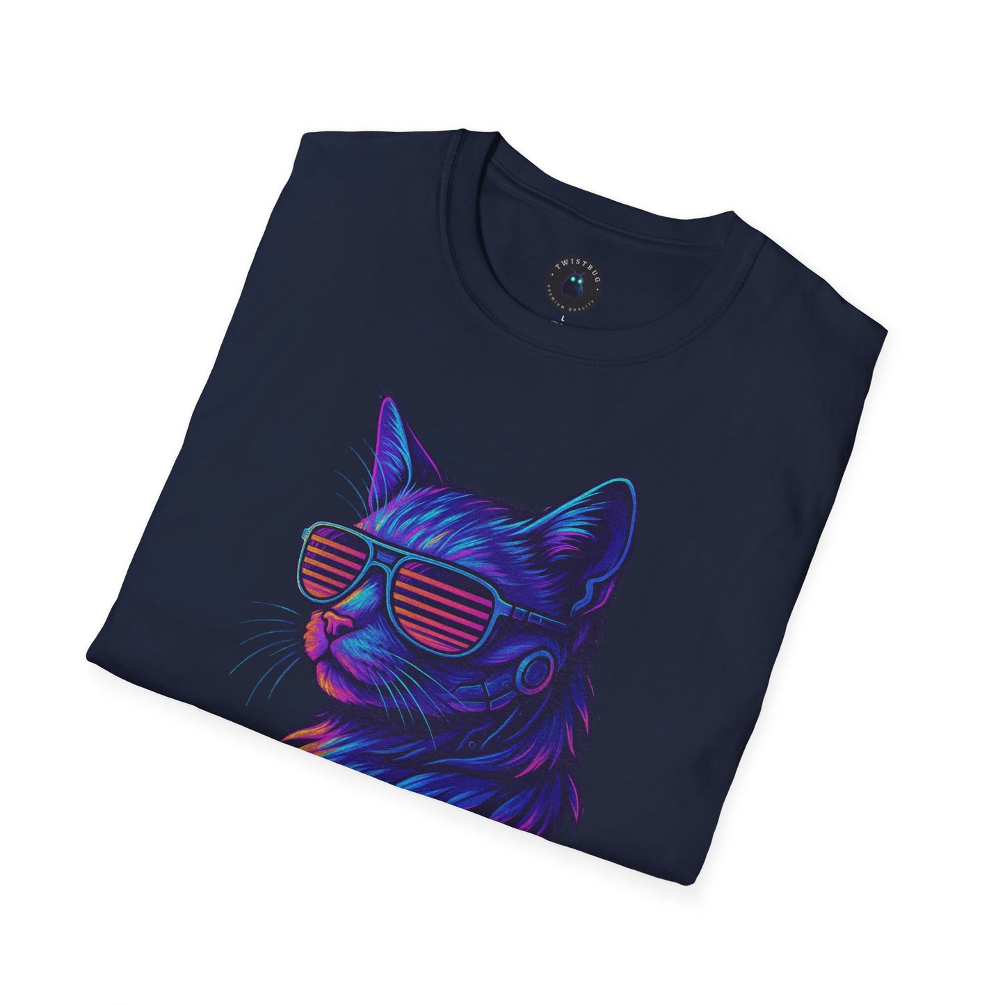 Cyber Cat T-Shirt | Neon Vaporwave Retro Style