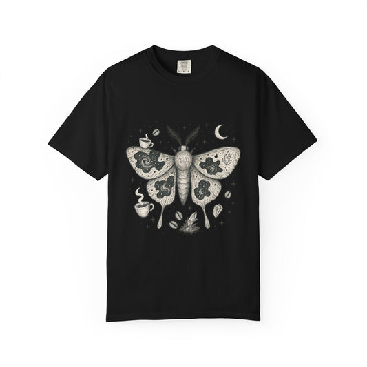 Caffeine Moth T-Shirt – Cosmic Moth Graphic Tee for Night Owls | Twistbug