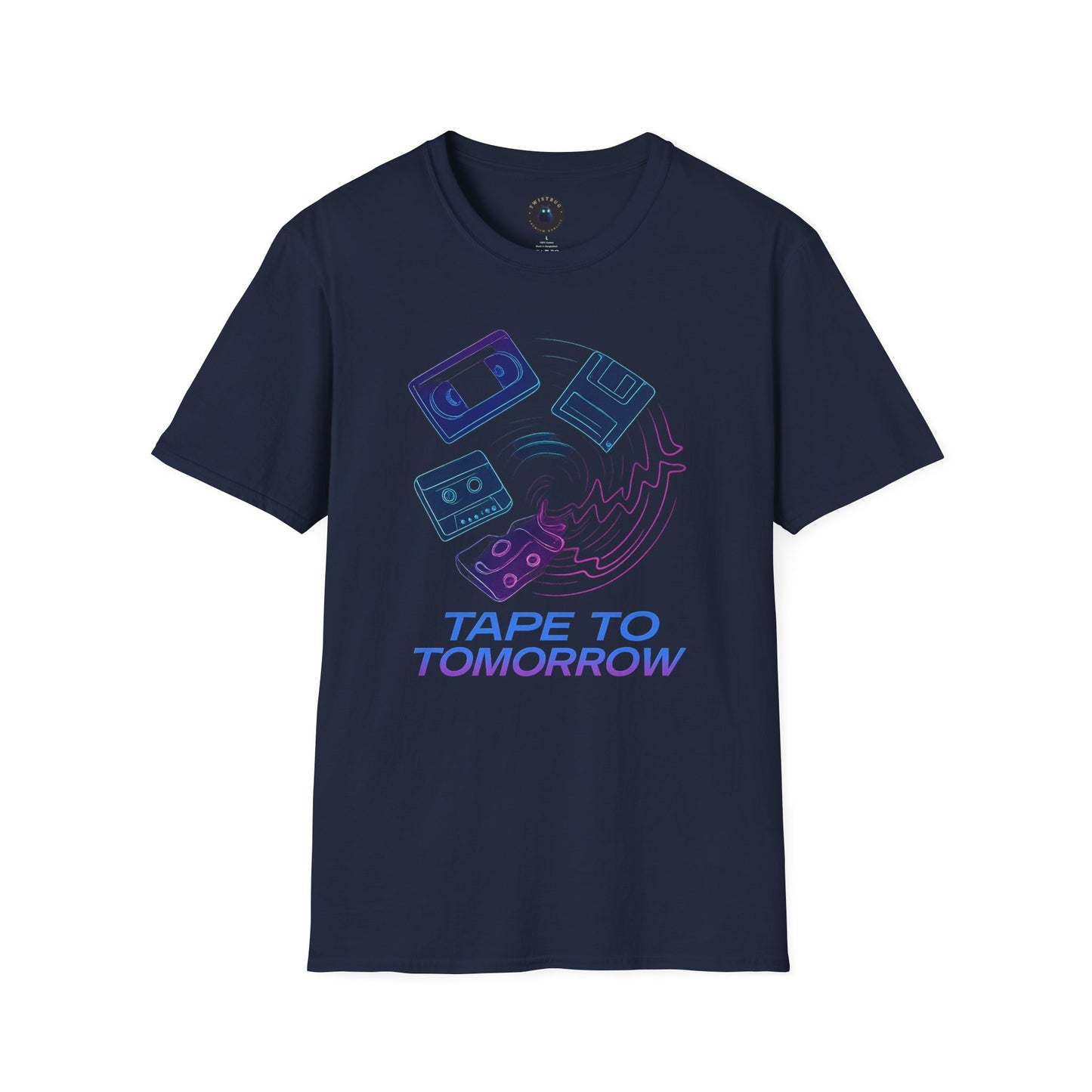 Tape to Tomorrow T-Shirt – Retro Tape Synthwave Tee