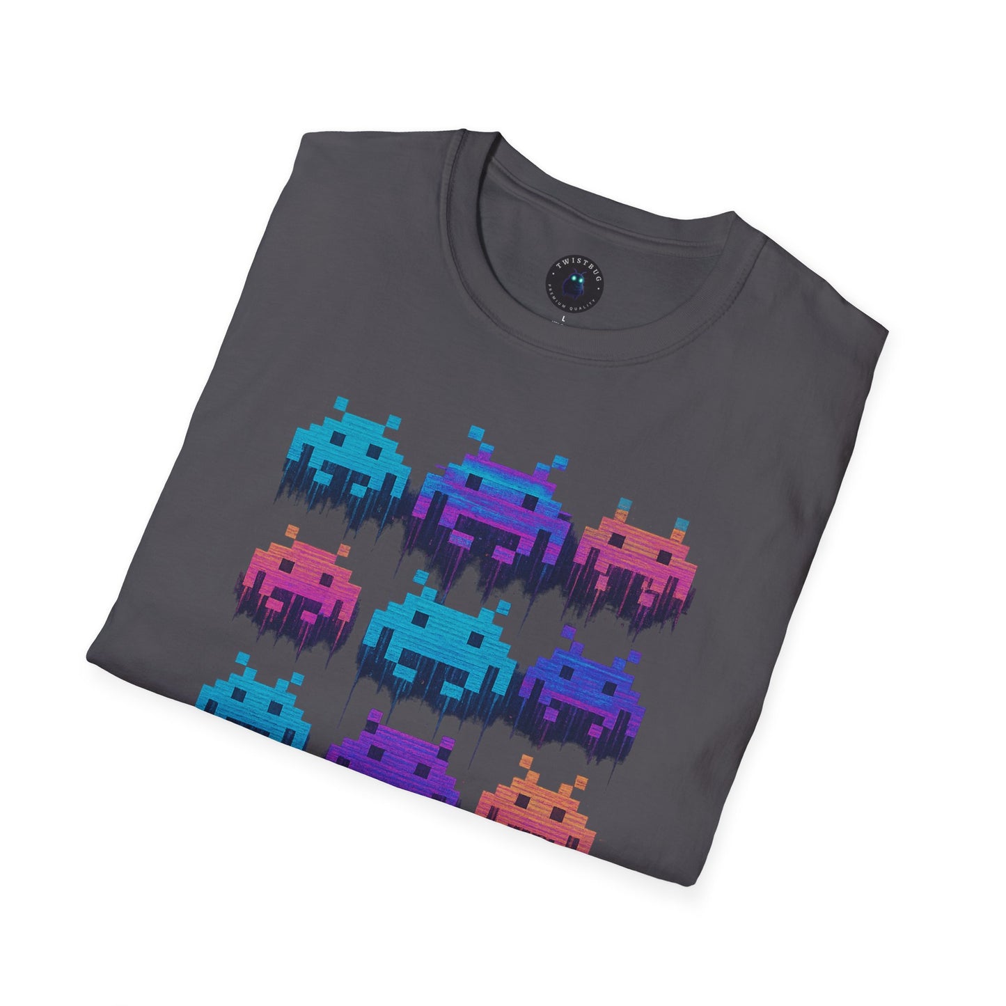 Pixel Invaders Glitch T-Shirt – Retro Arcade Space Aliens Tee