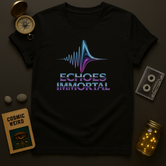 Echoes Immortal T-Shirt – Retrofuturistic Neon Waveform Tee