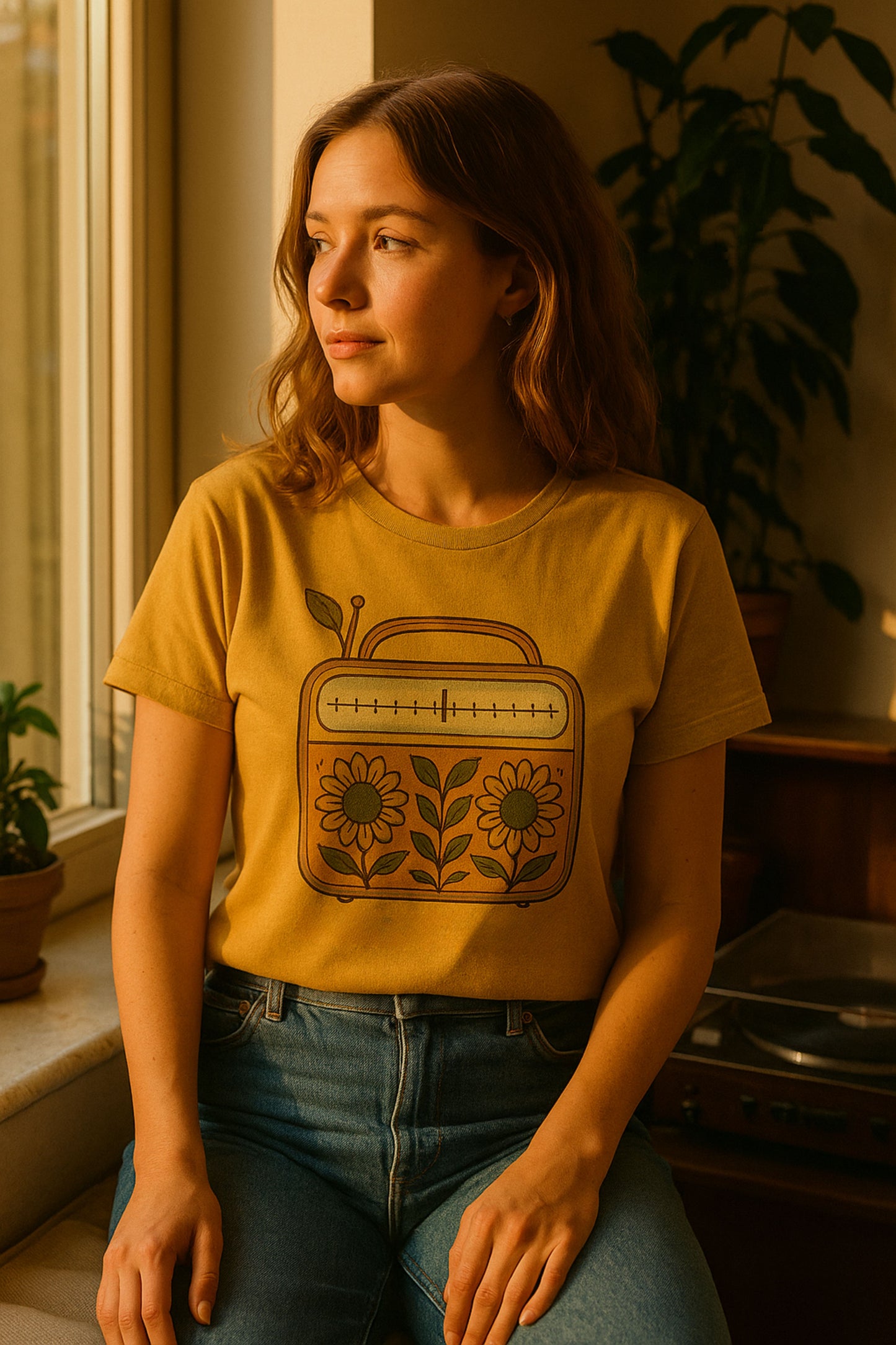 Analog Bloom T-Shirt – Vintage Floral Radio Graphic Tee | Twistbug