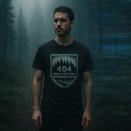 404: Forest Not Found T-Shirt – Eco-Glitch Graphic Tee | Twistbug
