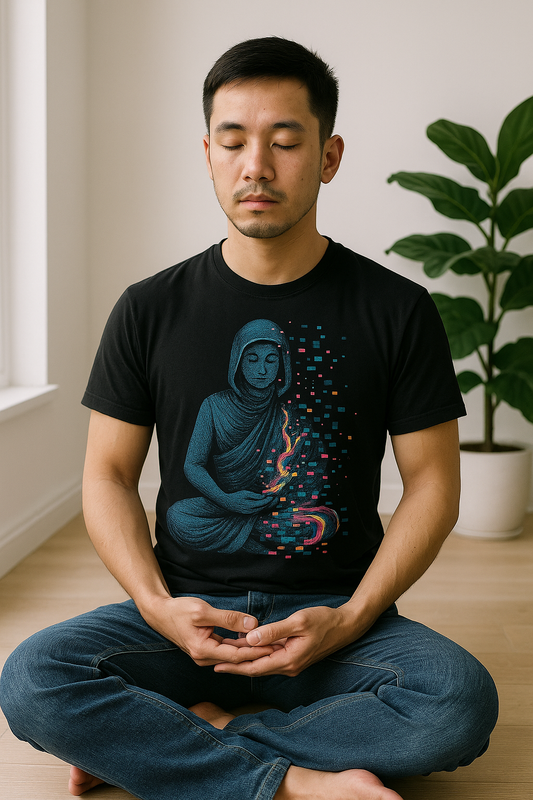 Meditation.exe T-Shirt – Glitching Monk Spiritual Graphic Tee | Twistbug