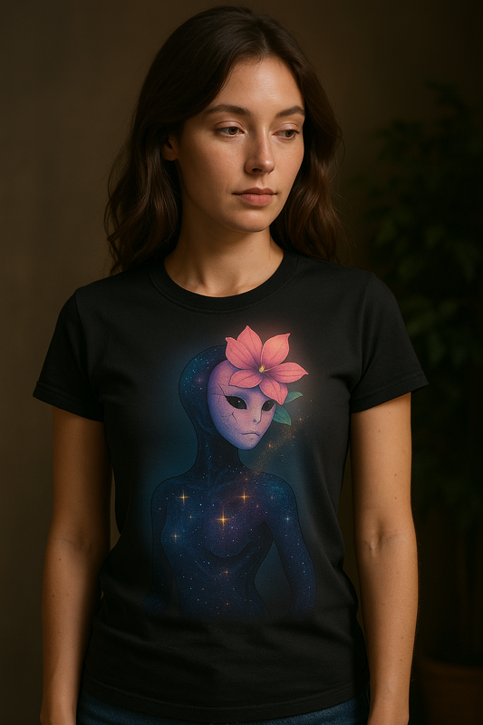 Starseed Bloom T-Shirt – Cosmic Feminine Surreal Graphic Tee | Twistbug