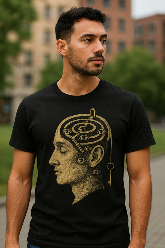 Inner Labyrinth T-shirt – Surreal Head Maze Psyche Art | Twistbug