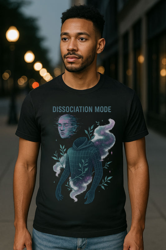 Dissociation Mode Tee – Surreal Floating Face & Wireframe Design | Twistbug
