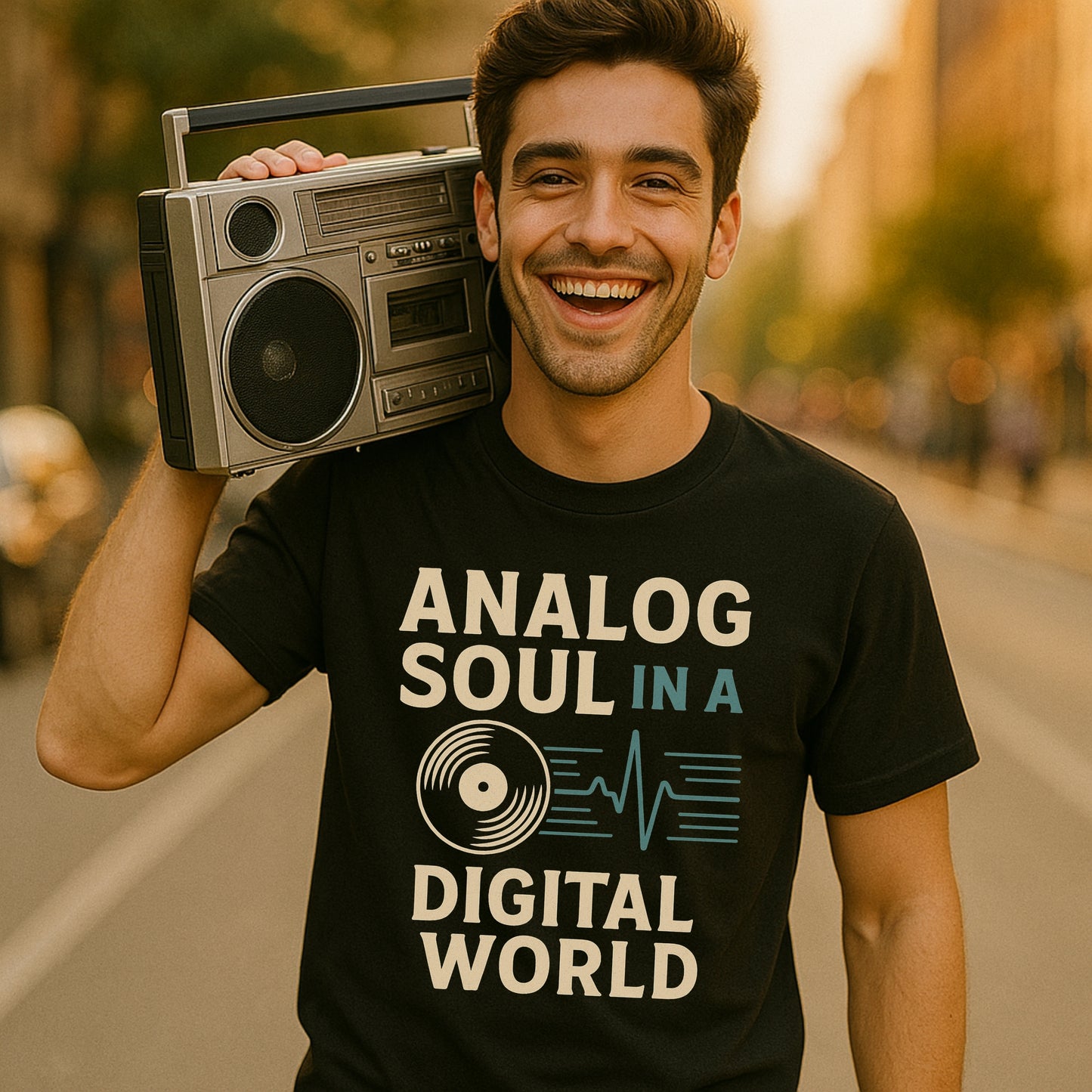 Analog Soul in a Digital World Tee | Retro Vinyl Graphic