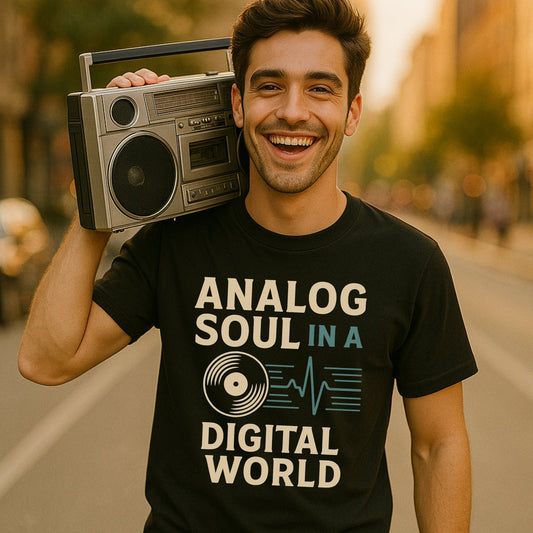 Analog Soul in a Digital World Tee | Retro Vinyl Graphic