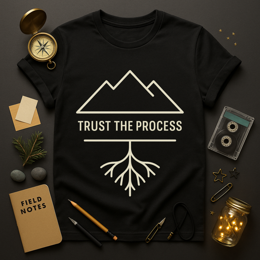 Trust the Process Tee — Mountain & Roots Minimal Line Art