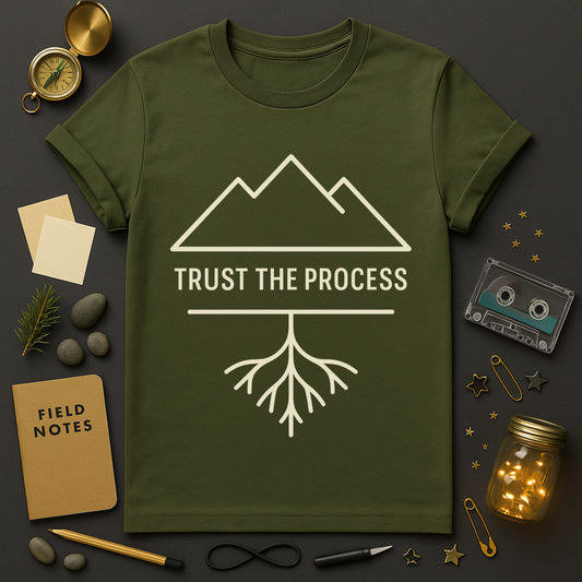 Trust the Process Tee — Mountain & Roots Minimal Line Art