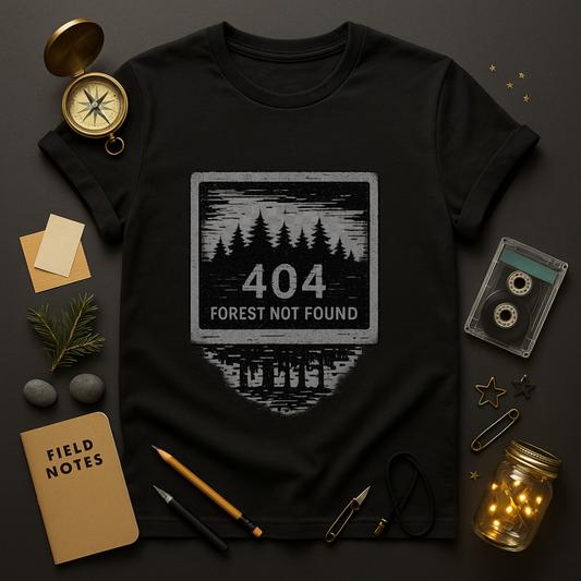 404: Forest Not Found — Retro Computer Glitch T-Shirt