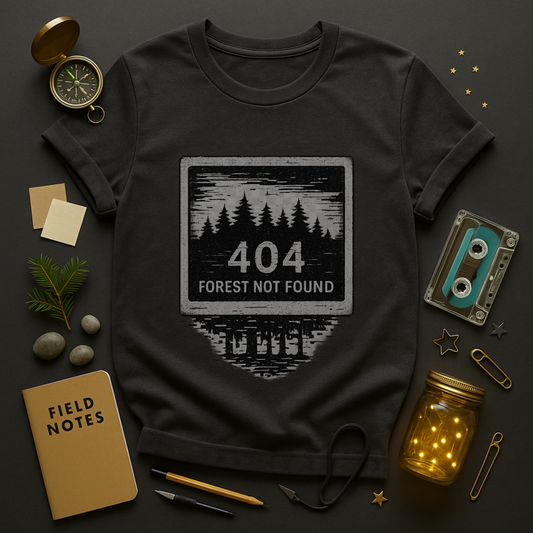404: Forest Not Found — Retro Computer Glitch T-Shirt