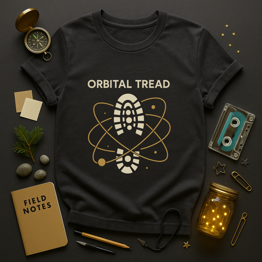 Orbital Tread — Cosmic Hiking Boot Graphic T-Shirt | Twistbug