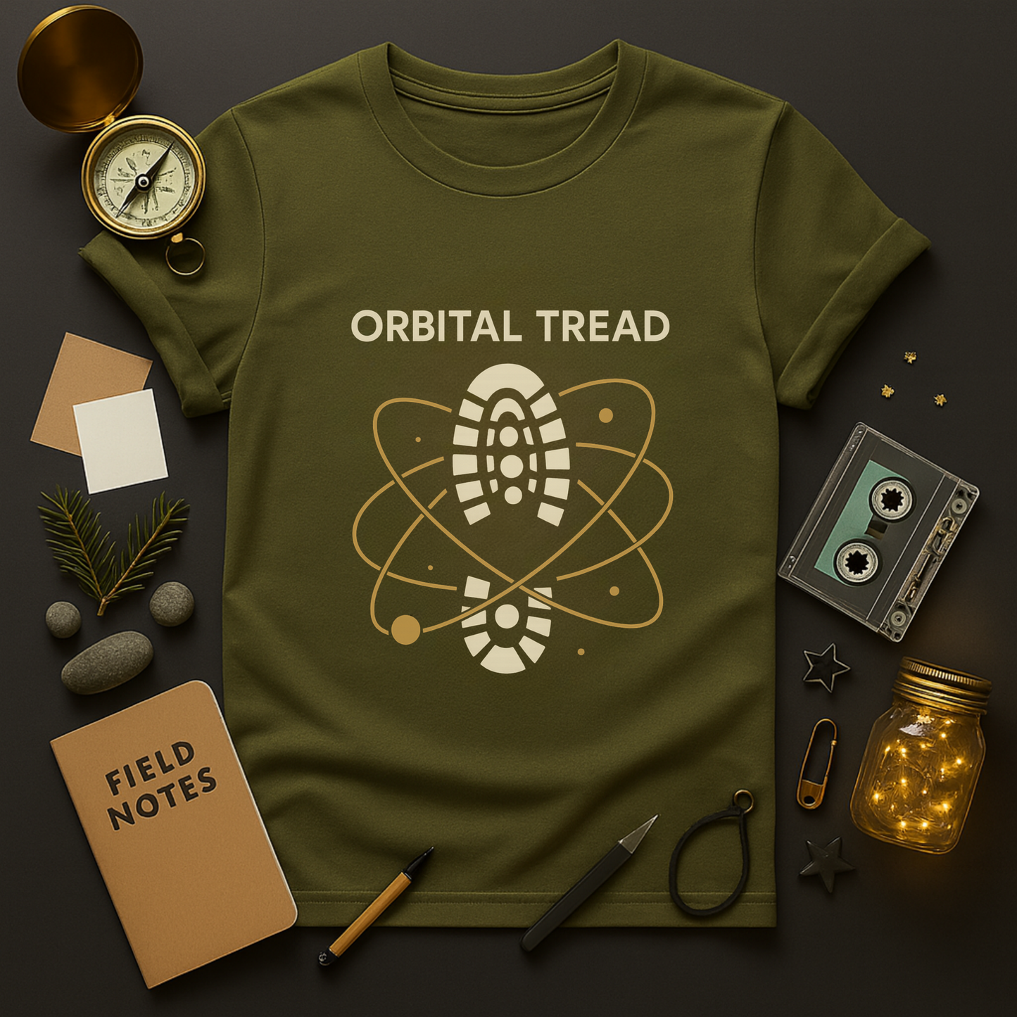 Orbital Tread — Cosmic Hiking Boot Graphic T-Shirt | Twistbug