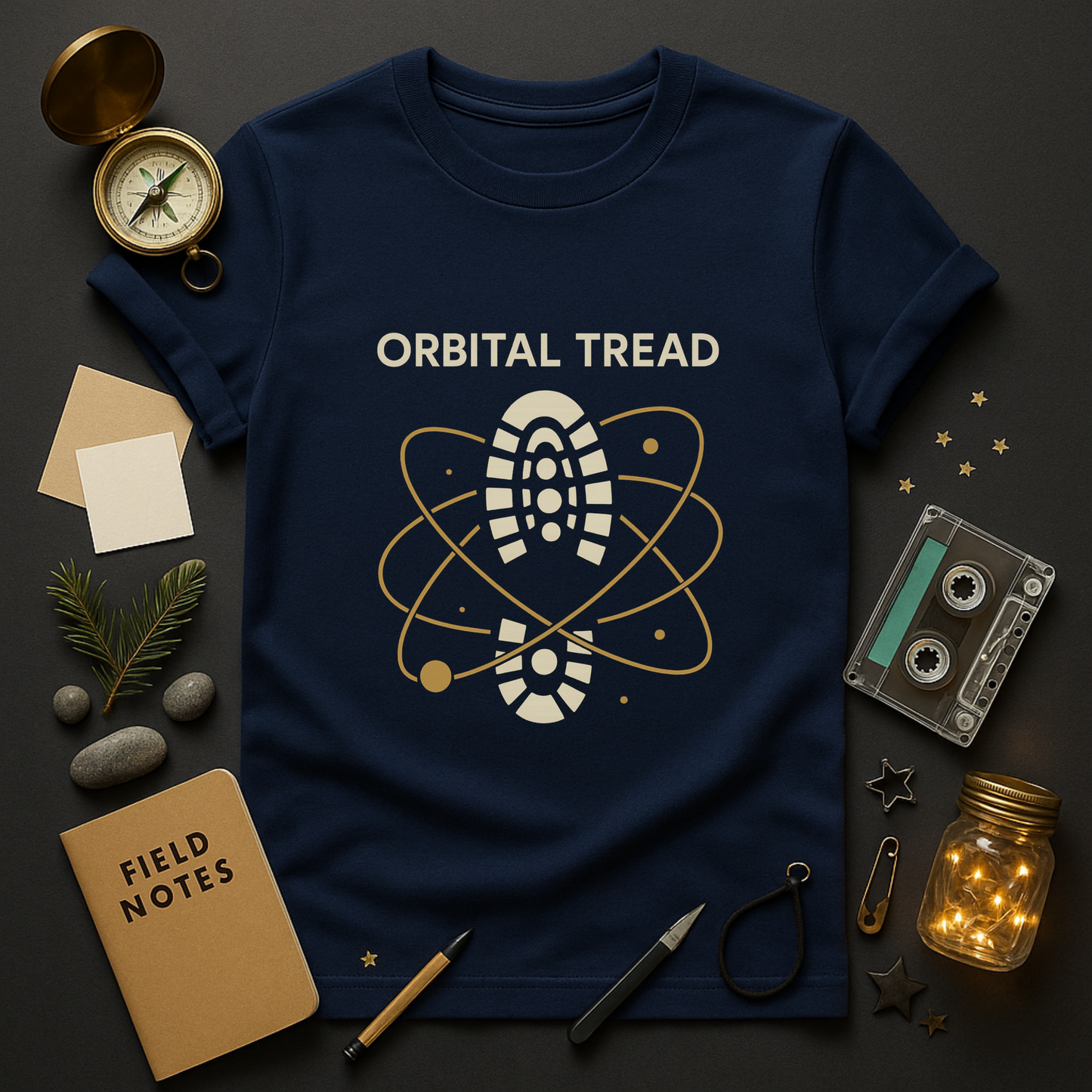 Orbital Tread — Cosmic Hiking Boot Graphic T-Shirt | Twistbug