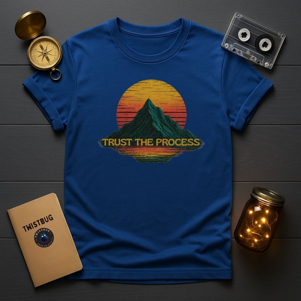 Royal Blue and royal blue versions of motivational mountain T-shirt by Twistbug.