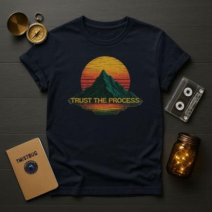 Navy and royal blue versions of motivational mountain T-shirt by Twistbug.