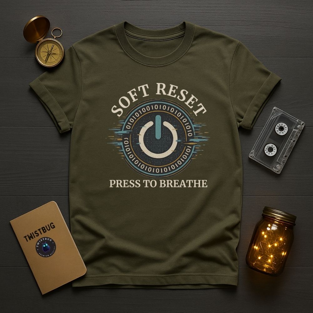Soft Reset — Press to Breathe (Tech Mindfulness T-Shirt)